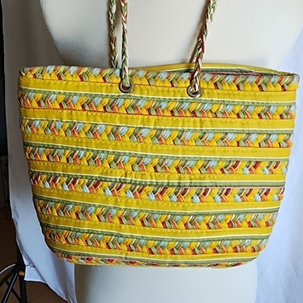 Woven Multicolor Fabric Tote - Picture 4 of 7